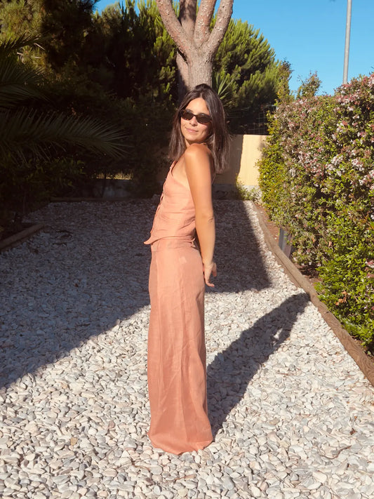 Calça Linho Salmão
